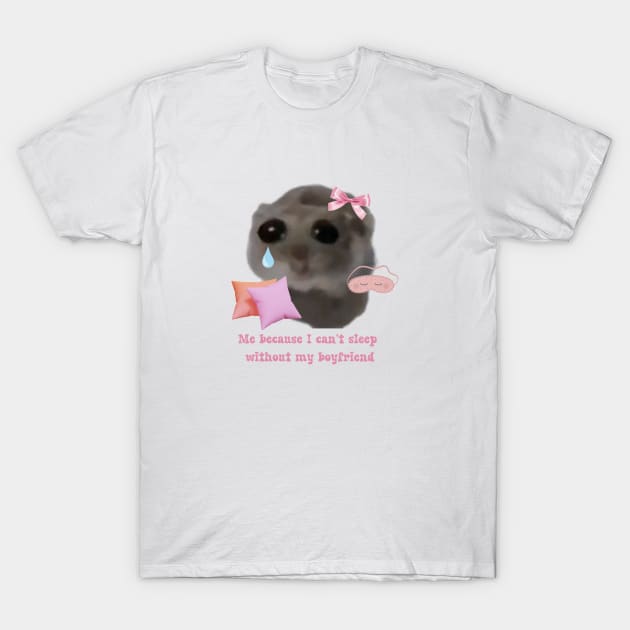 Sad hamster Me because i can't sleep with my boyfriend T-Shirt by suzanoverart